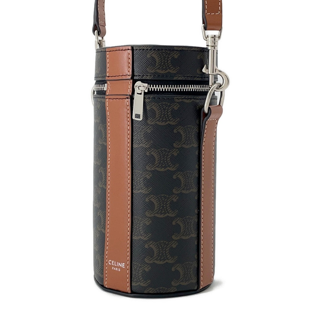CELINE Triomphe Cylindrical Shoulder Bag Black/Brown PVC Leather