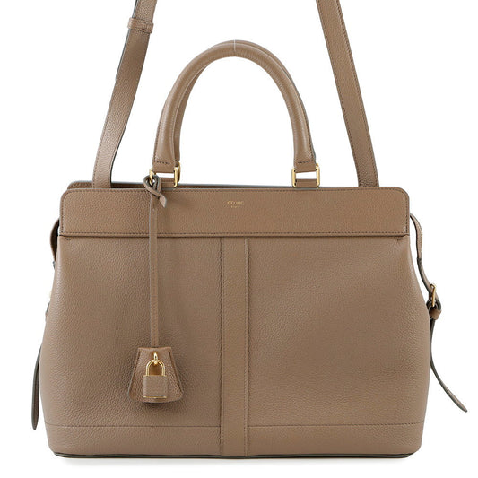 CELINE Cabas de France 2-Way Handbag Greige192663 Leather Size Medium