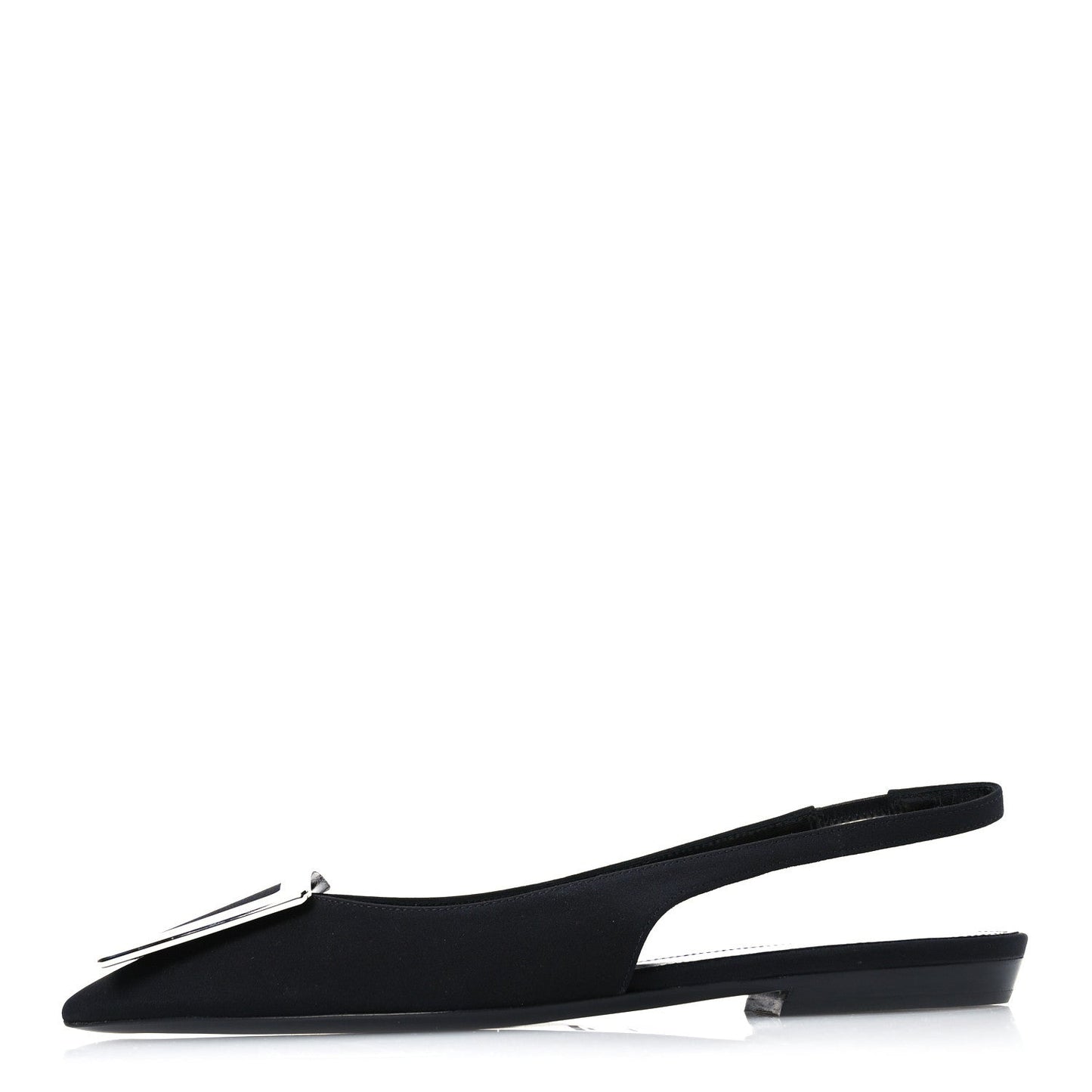 Saint Laurent Crepe De Chine Vivi 10 Plate Slingback Flats 37 Black