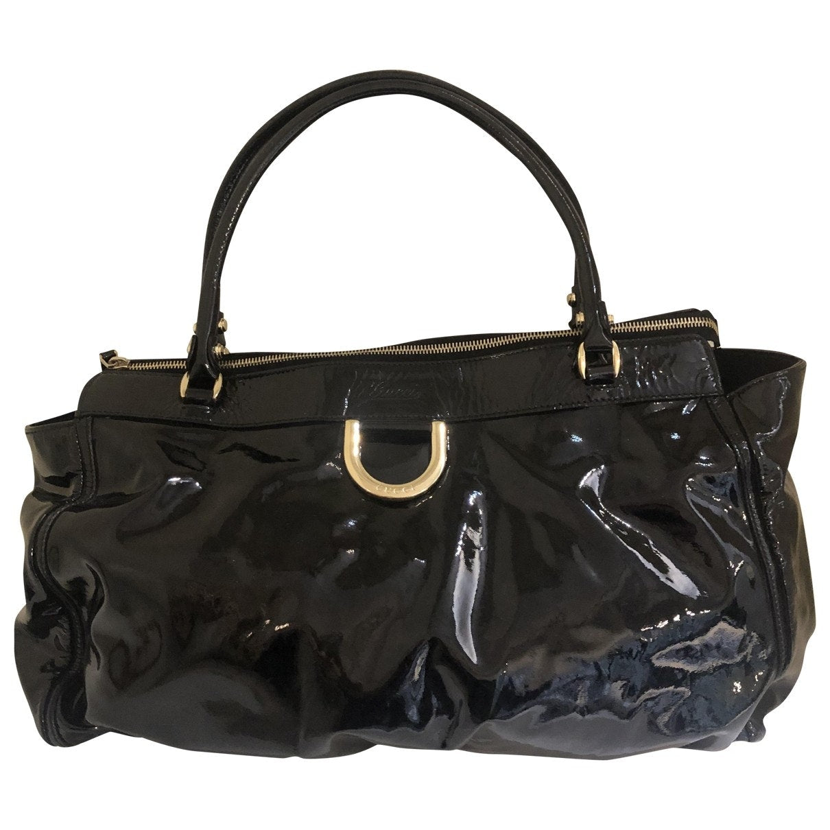 Gucci black patent leather handbag