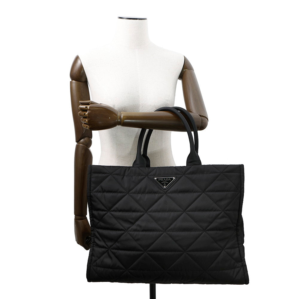 PRADA Re-Nylon Topstitch Tote Bag Black2VG096 Nylon
