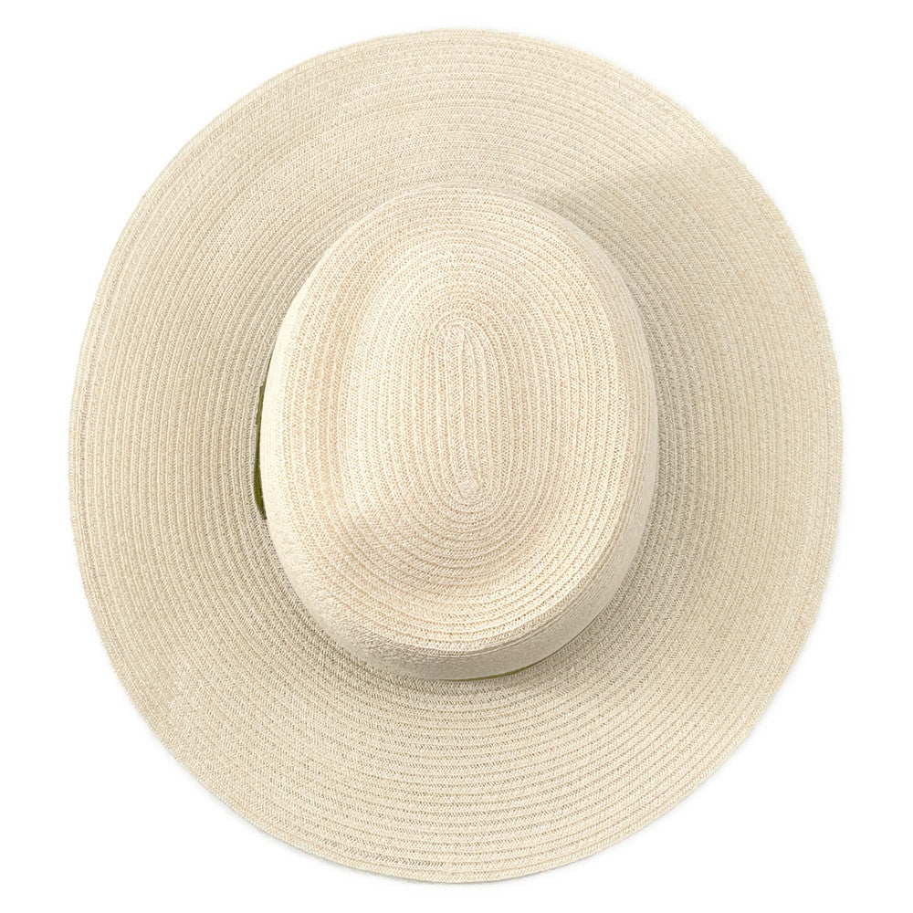 CHANEL CC Logo Ribbon Straw Hat Size M Beige/Khaki Abaca 78% Cotton 22%