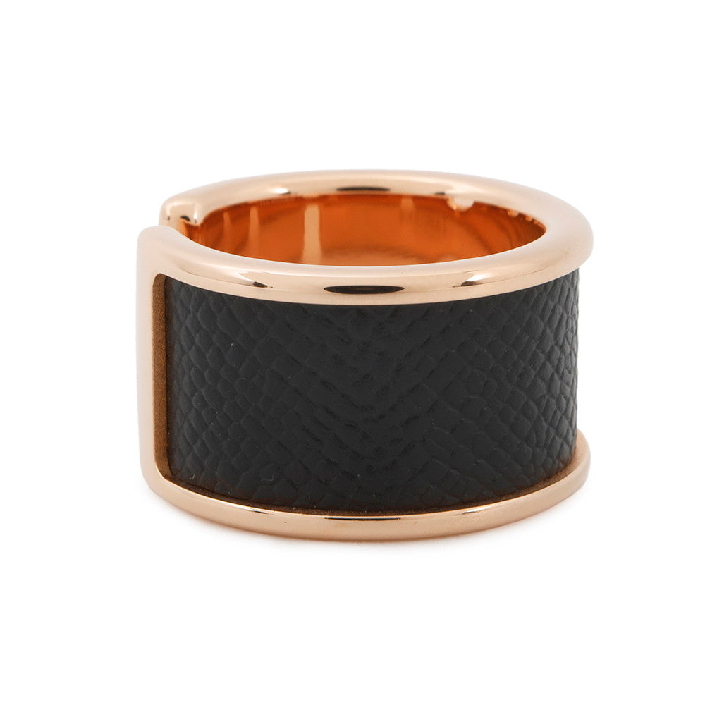 HERMES Orump Ring Size GM/S Black Veau Madame Metal