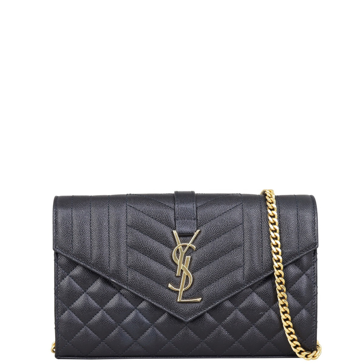 Saint Laurent Monogram Mix Matelasse Envelope Wallet on Chain