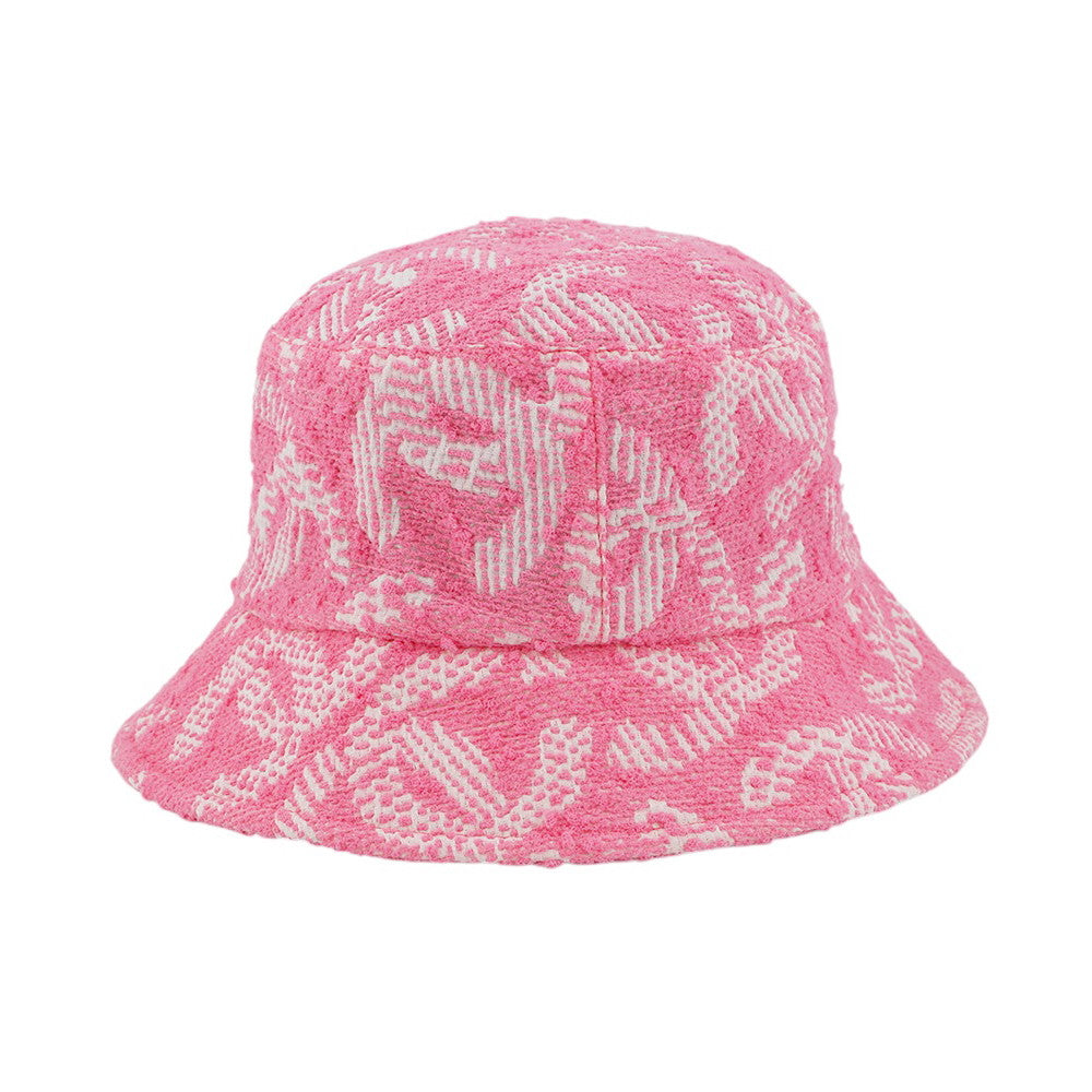 CHANEL CC Logo Tweed Bucket Hat Size M PinkAA9768 Nylon70% Silk18% Cotton12%