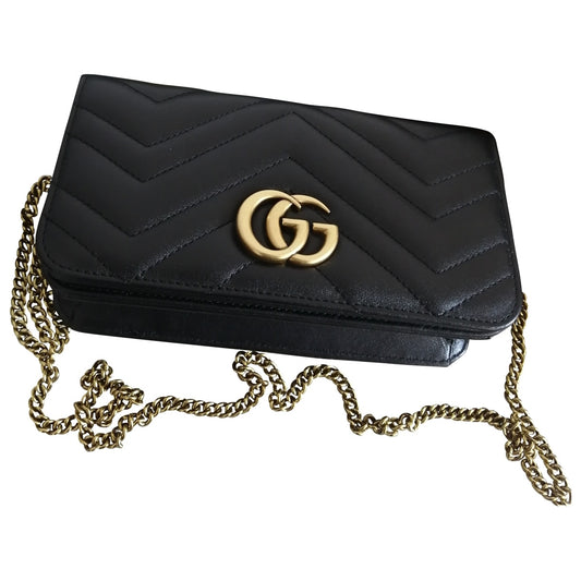 Gucci marmont black leather clutch bag