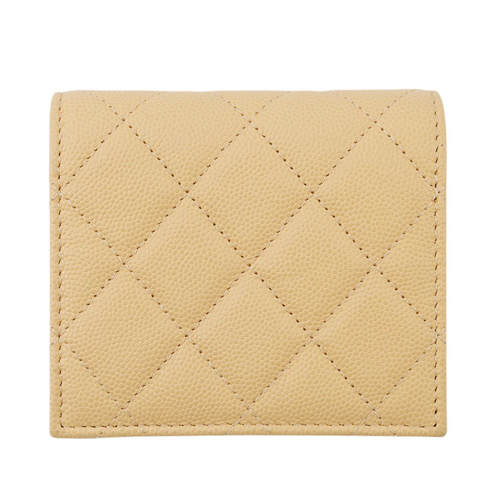 CHANEL Matelasse Bifold Wallet Compact Wallet Yellow/PurpleAP3519 Caviar Leather