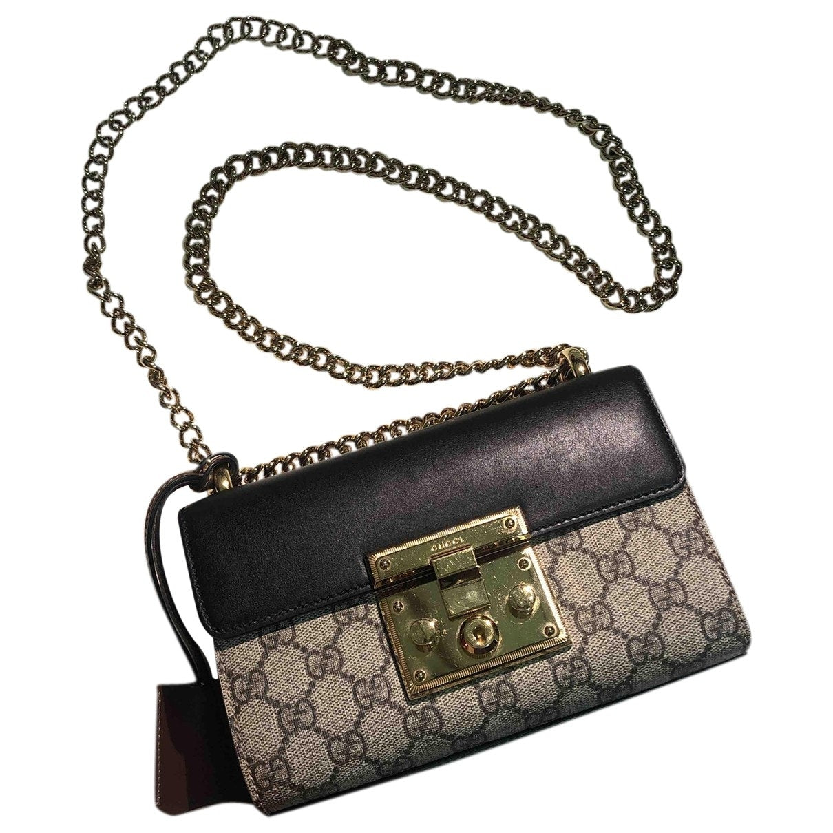 Gucci padlock black leather handbag