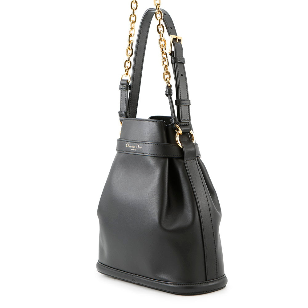 Dior C'est Dior CD Embossed Bag BlackM2271UBHA Calf Leather Size Medium