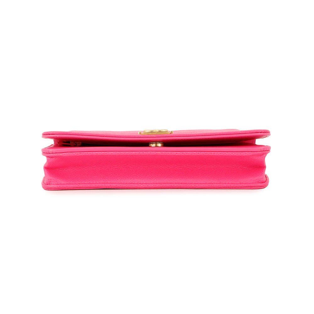 CHANEL Boy's Chanel Chevron Chain Wallet PinkAP1117 Caviar Leather