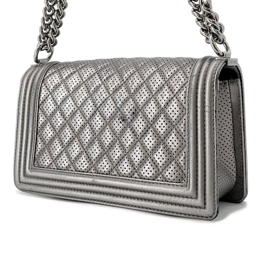 CHANEL Boy Chanel ChainShoulder Bag SilverA67086 Lambskin Size 25