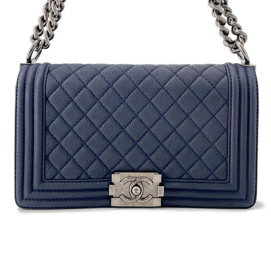 CHANEL Boy Chanel ChainShoulder Bag NavyA67086 Caviar Leather Size 25