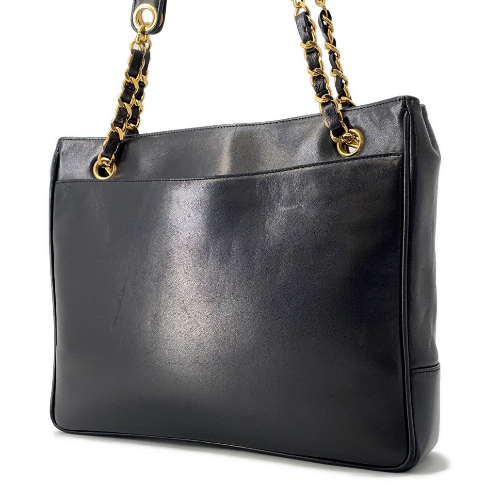 CHANEL CC Logo ChainTote Bag Black Lambskin