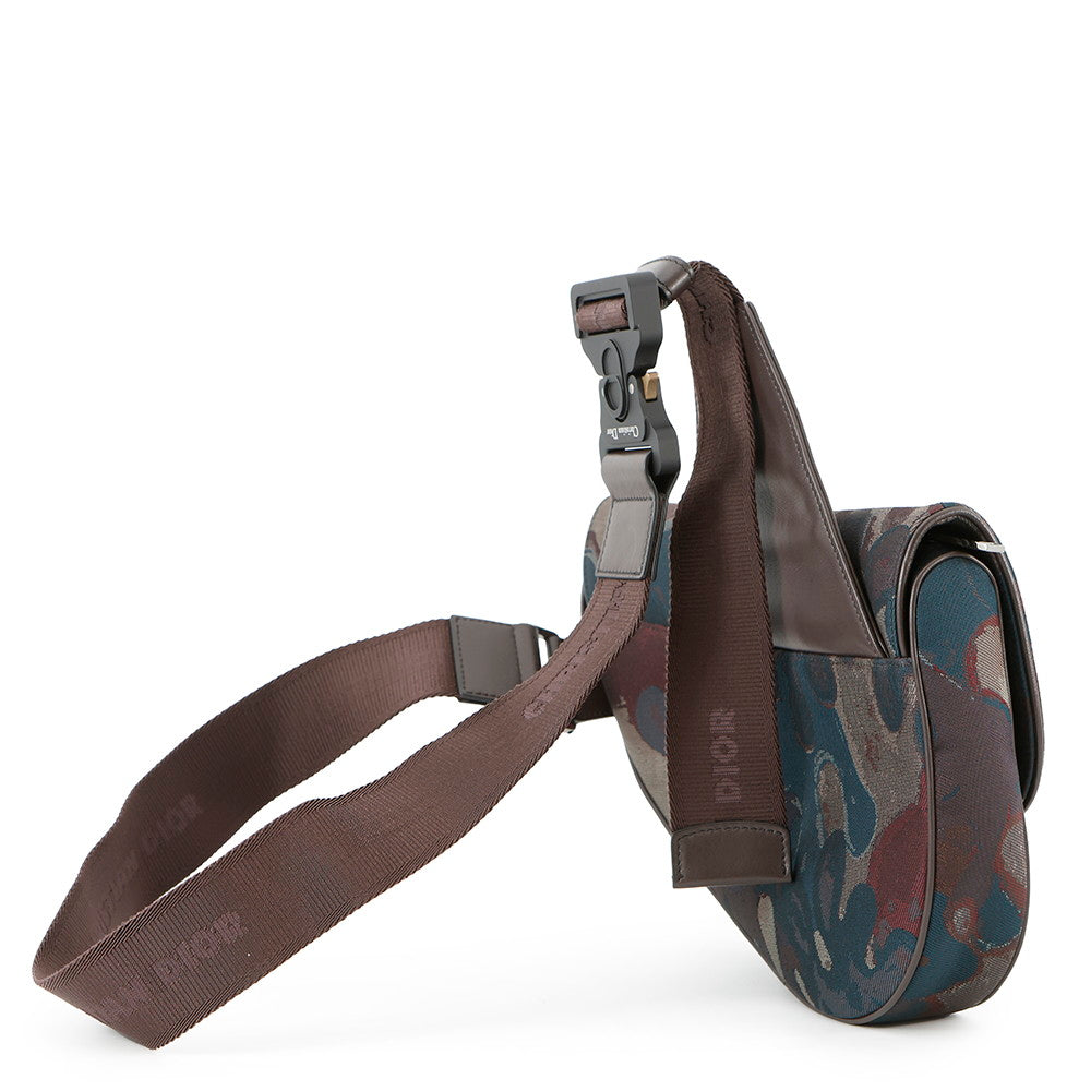 Dior ?Camouflage Saddle Crossbody Bag Bordeaux/Maru color Canvas