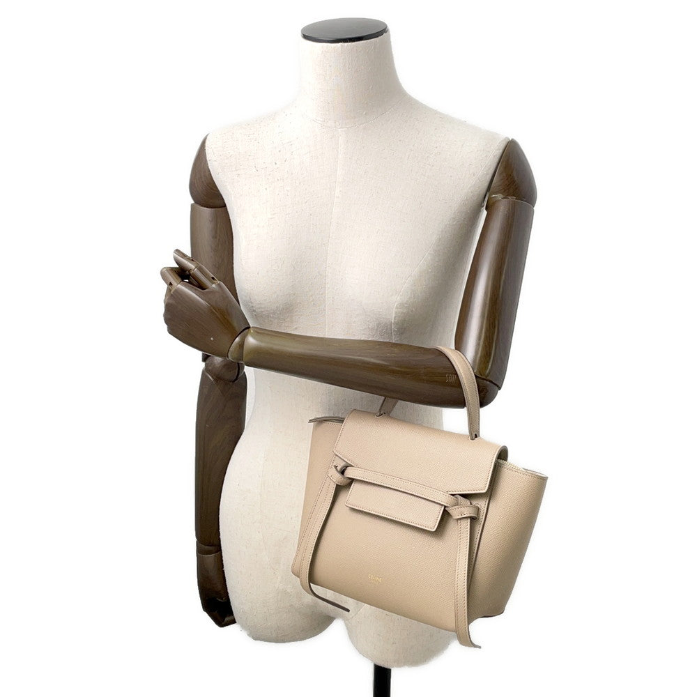 CELINE Belt bag Beige189003 Leather Size Nano