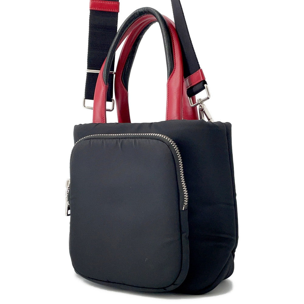 PRADA ?Cargo 2way Tote Bag Black/Red1BG270 Nylon Leather Size Small