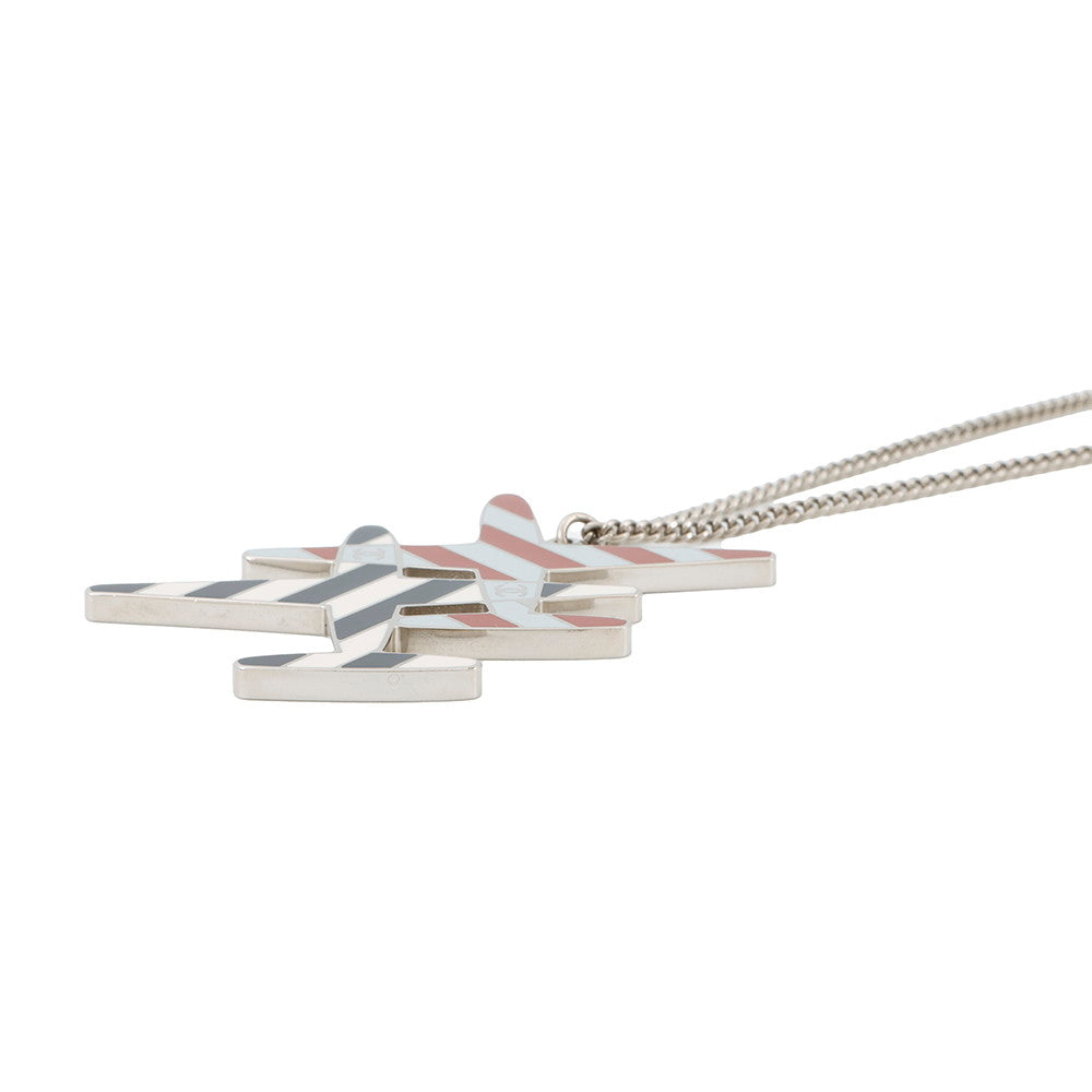 CHANEL Airline Necklace Red/Blue/White Metal