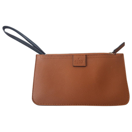 Gucci camel leather clutch bag