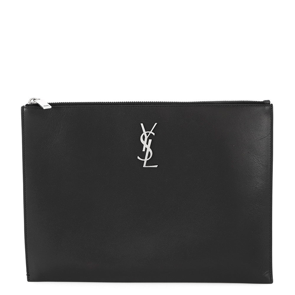 SAINT LAURENT PARIS ?Monogram Zip Tablet Holder Black453249 Leather