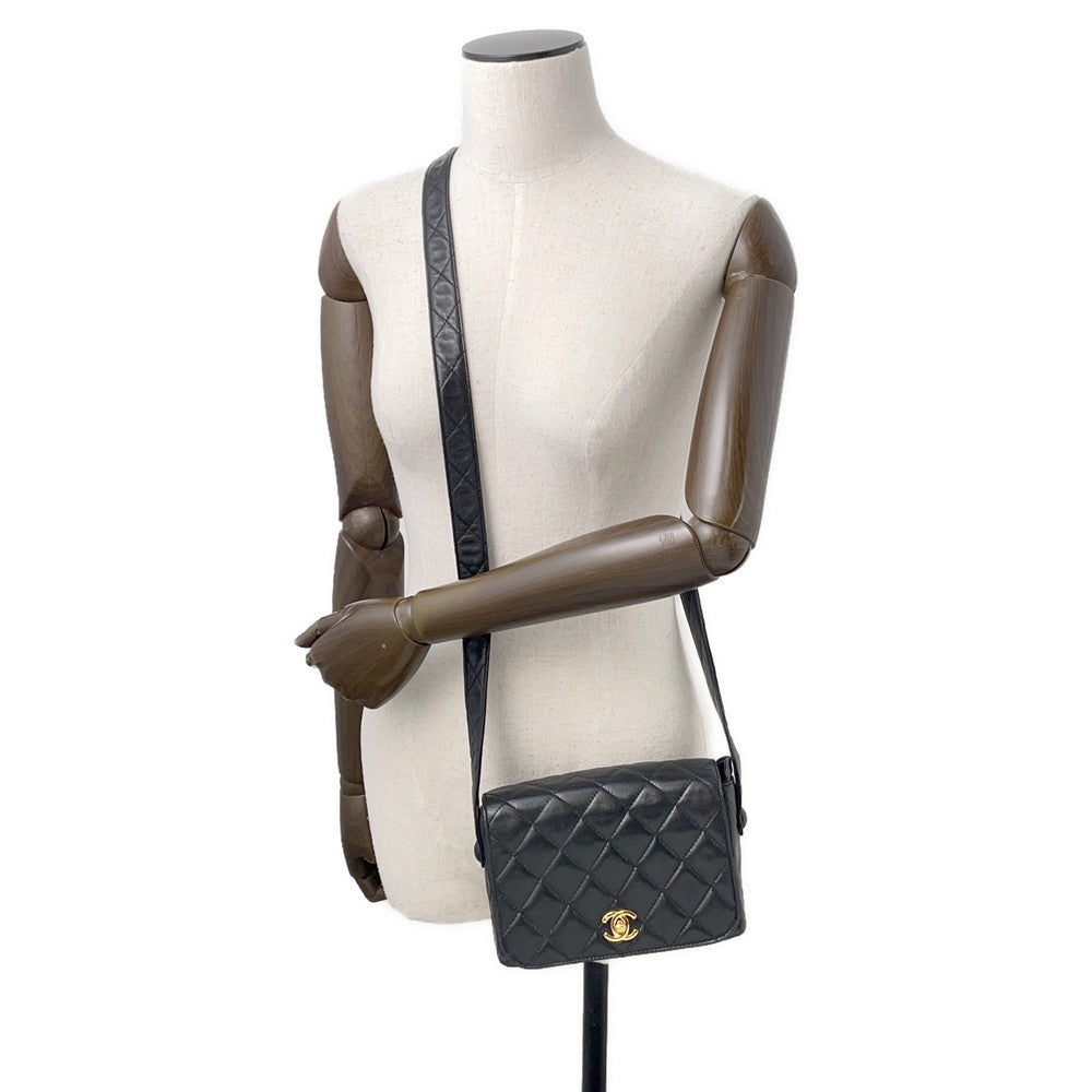 CHANEL Full Flap Matelasse Shoulder Black Lambskin