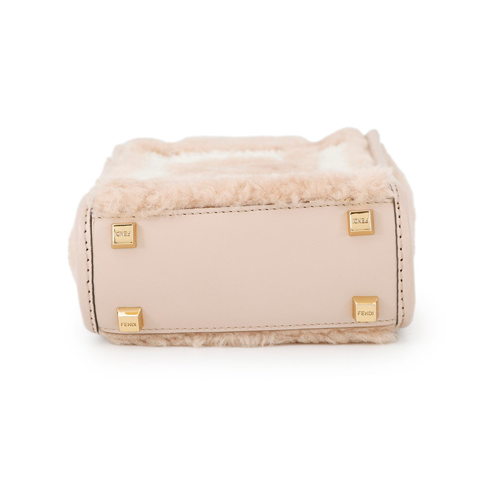 FENDI Sunshine shopper Pink8BS051 Mouton Leather