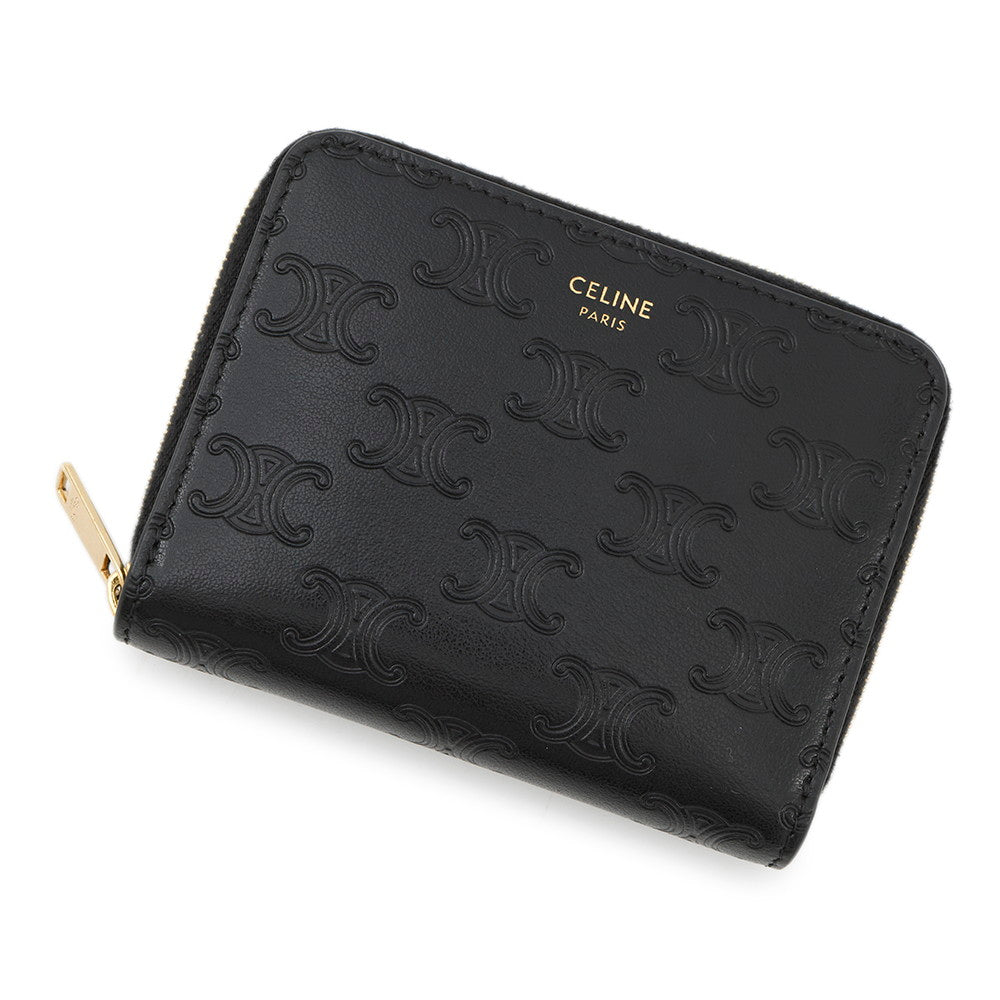 CELINE Triomphe Compact Zipped Wallet Black10B663BFU Leather