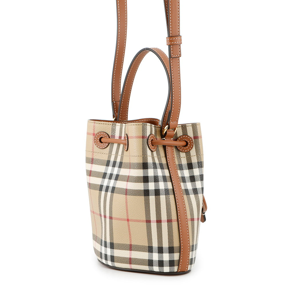BURBERRY checked bucket bag Archive Beige/Briar Brown81004861 PVC Leather Size Mini