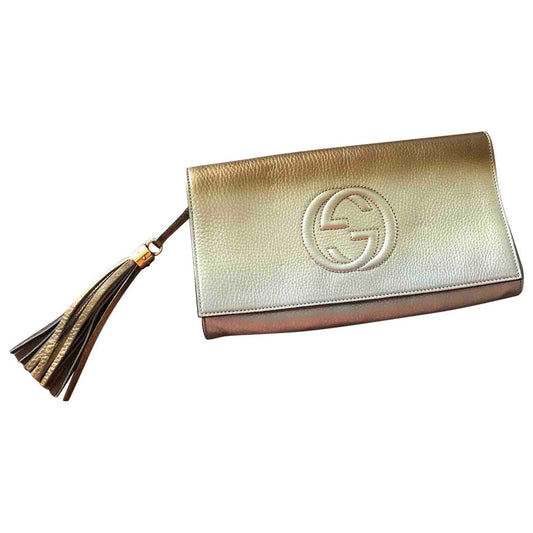 Gucci soho gold leather clutch bag