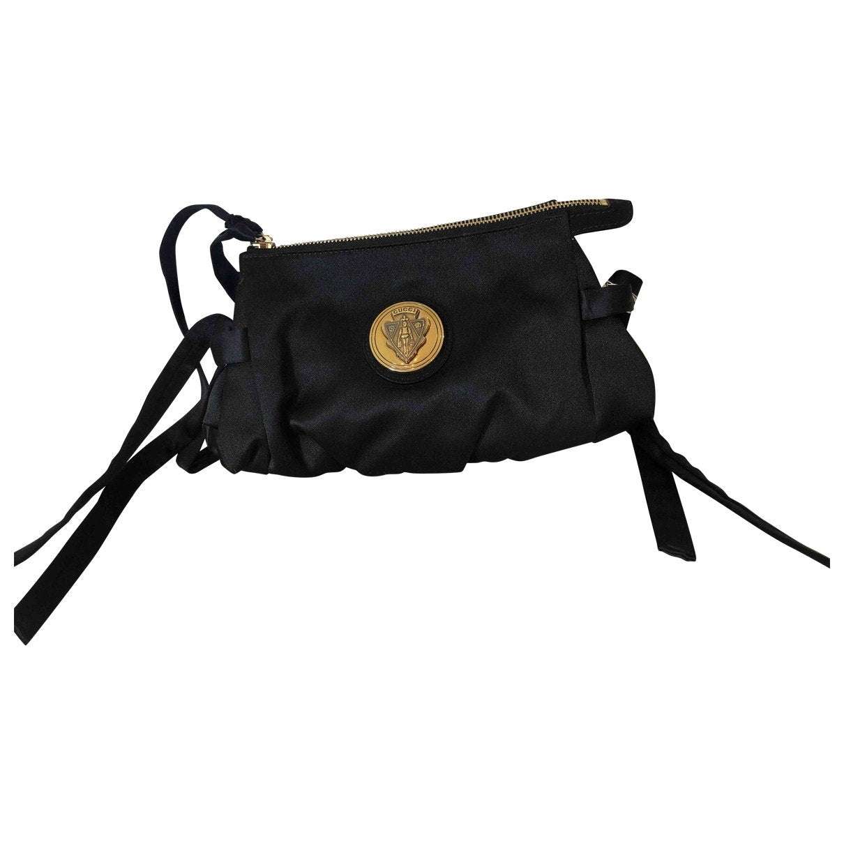 Gucci black silk clutch bag