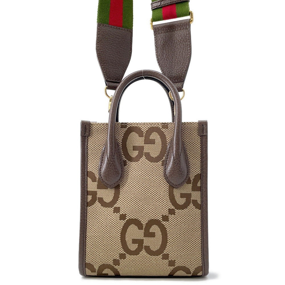 GUCCI Jumbo GG 2WAY Shoulder Bag Brown/Beige699406 Canvas Leather Size Mini