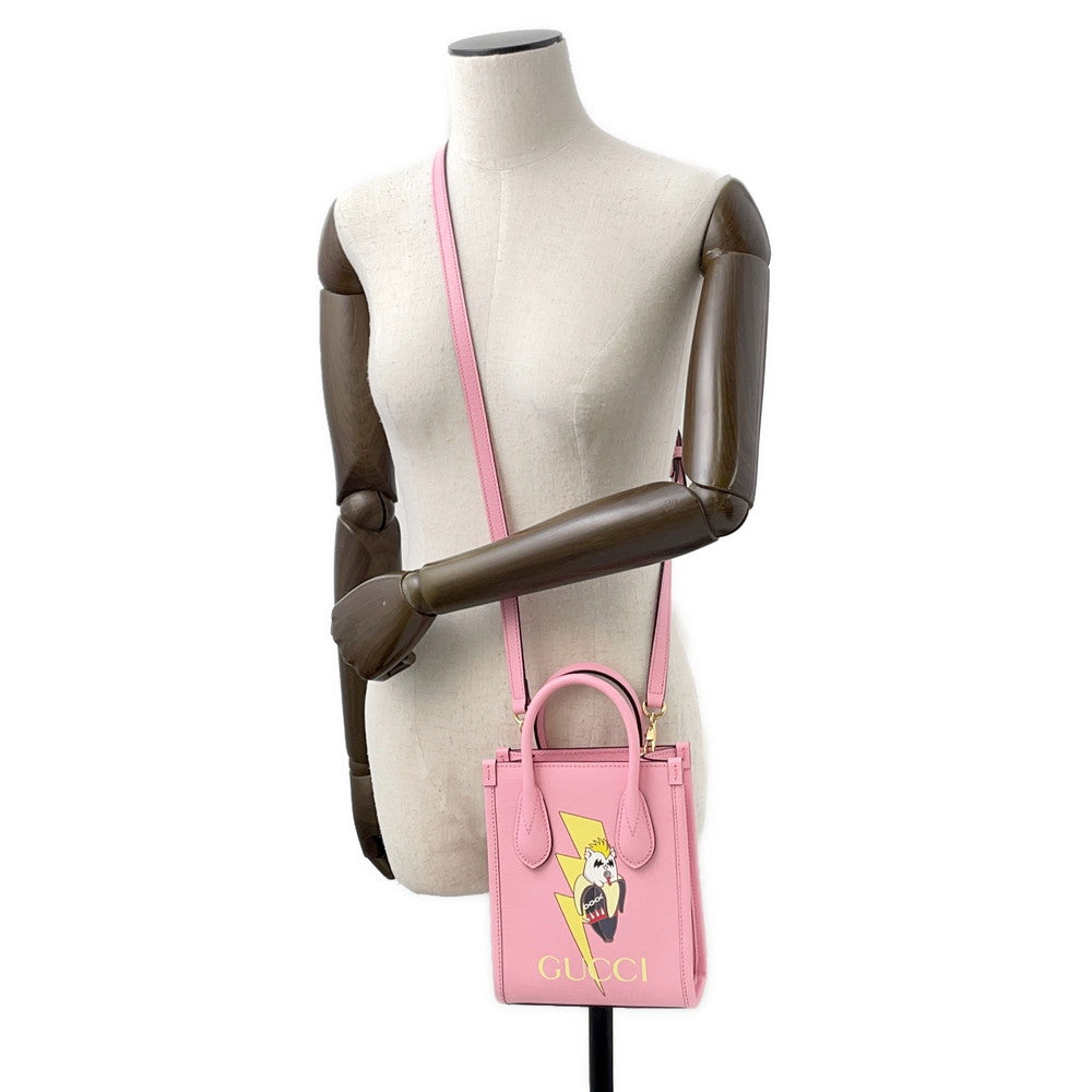 GUCCI 2WAY Handbag Bananya Pink671623 Leather