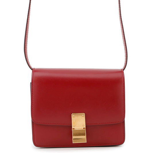 CELINE Classic box Red189183DLS Leather Size Small