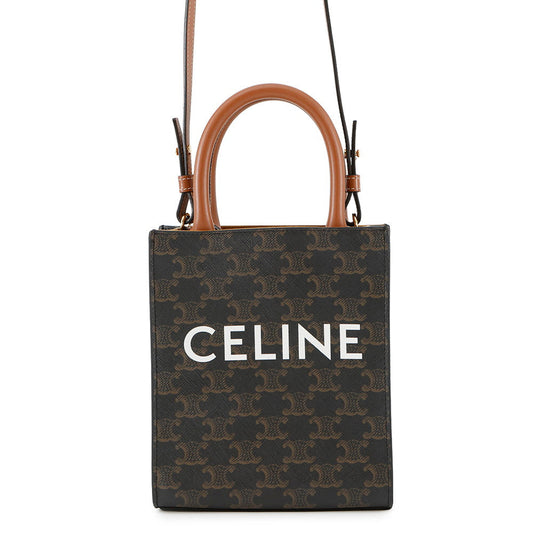 CELINE Triomphe Vertical Cabas Tan194372 PVC Leather Size Mini