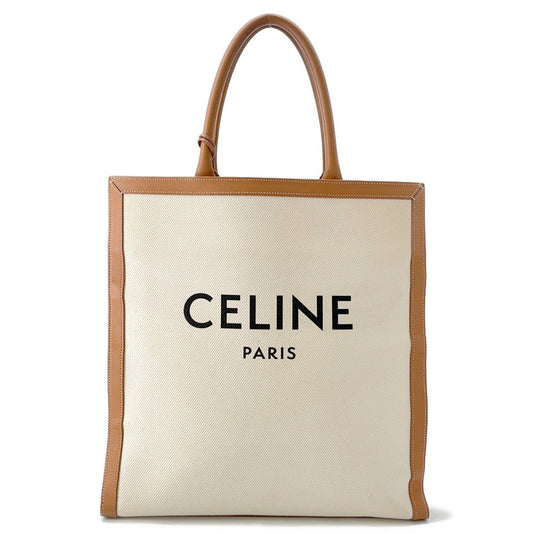 CELINE Vertical Cabas Natural/Tan190402 Canvas Leather Size Large