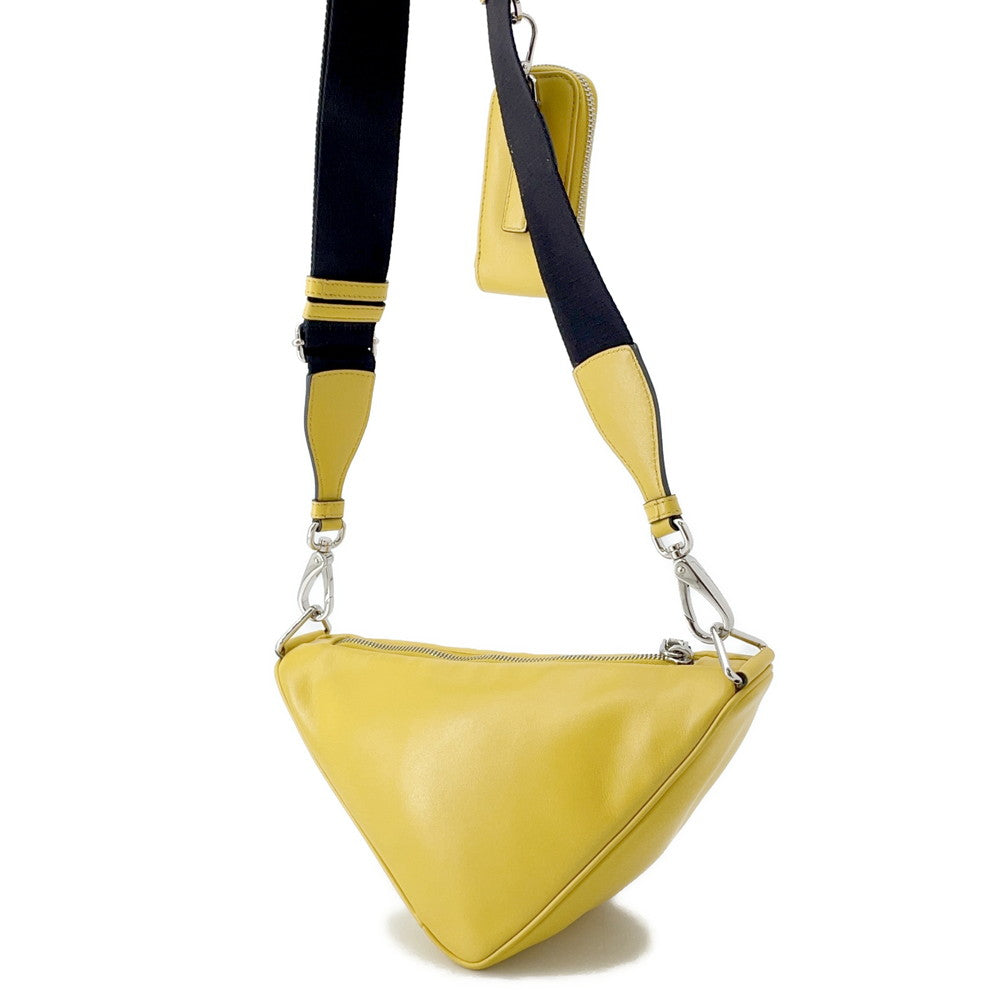PRADA ?Triangle Shoulder Bag Yellow1BH190 Leather