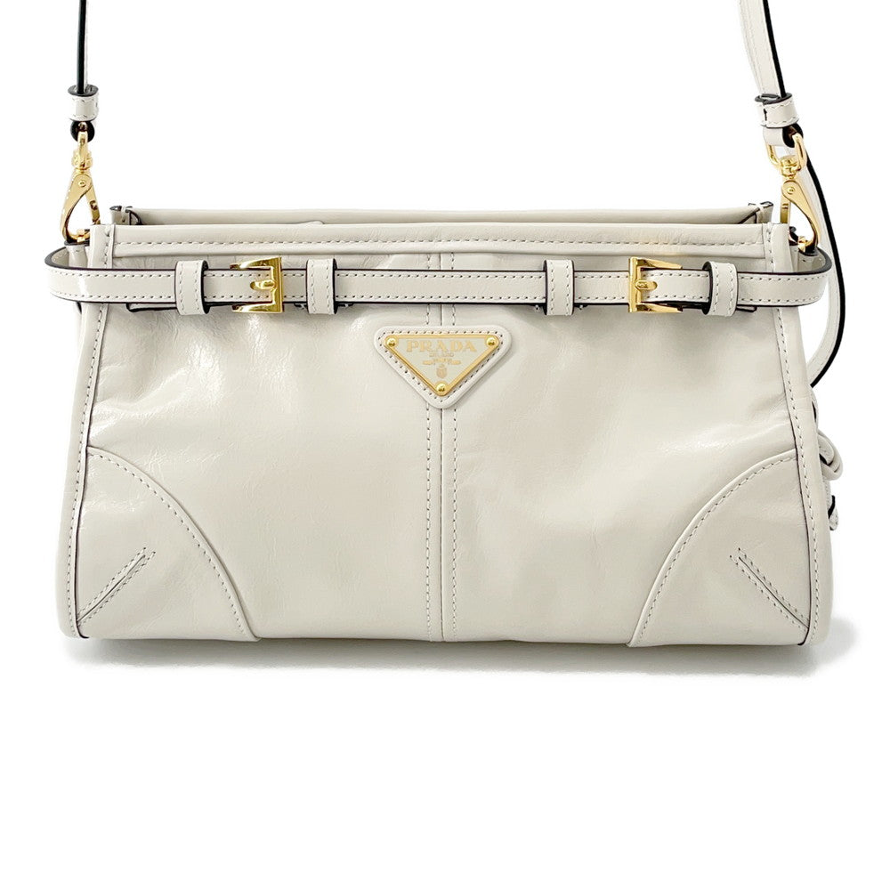 PRADA ?Bonnie Shoulder Bag White1BH215 Leather Size Small