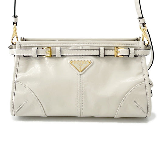 PRADA ?Bonnie Shoulder Bag White1BH215 Leather Size Small