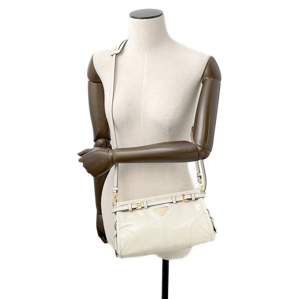 PRADA ?Bonnie Shoulder Bag White1BH215 Leather Size Small
