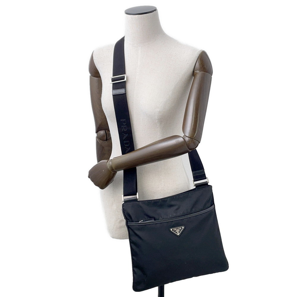 PRADA Shoulder Bag Black Nylon Leather