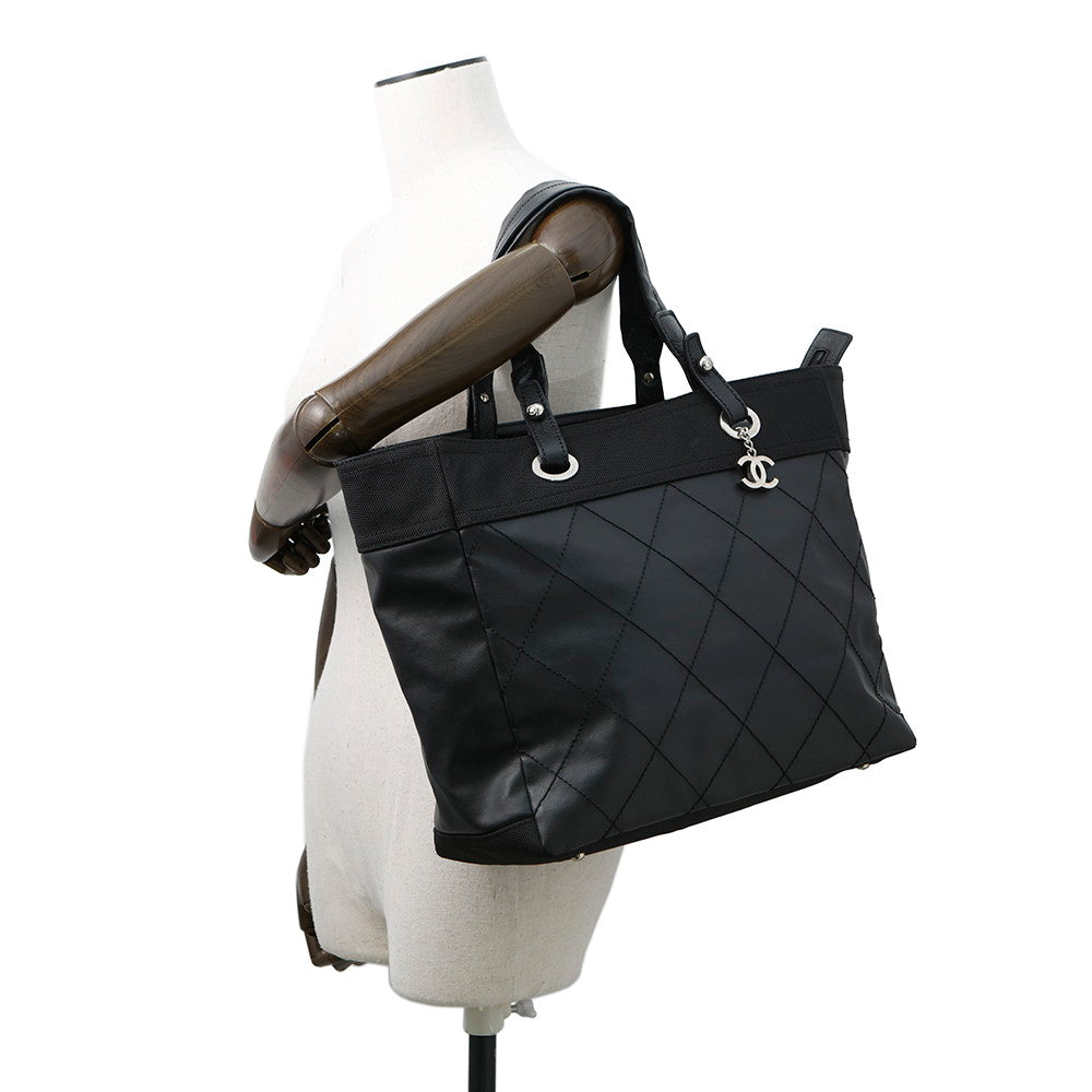 CHANEL Paris-Biarritz Tote Bag BlackA34209 Leather Canvas Size MM