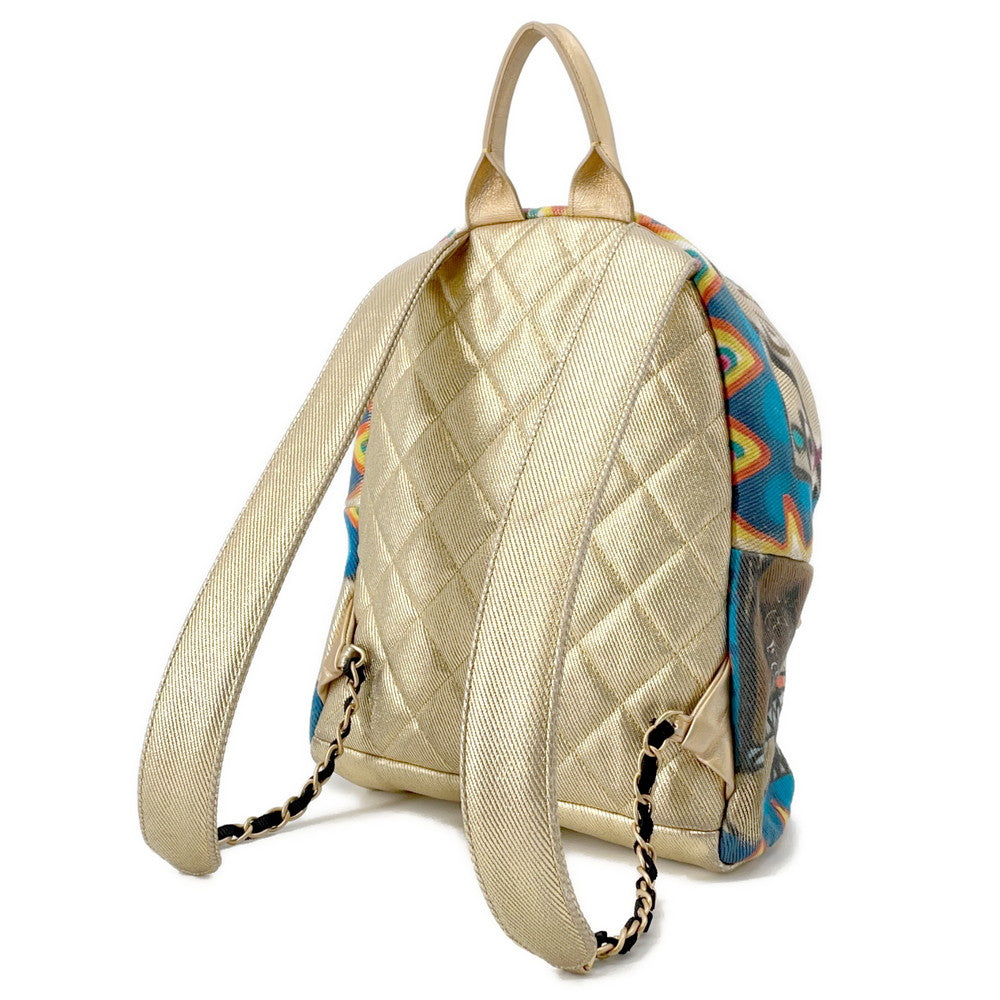 CHANEL CC Logo Graffiti Backpack Gold/MulticolorAS0867 Canvas Leather