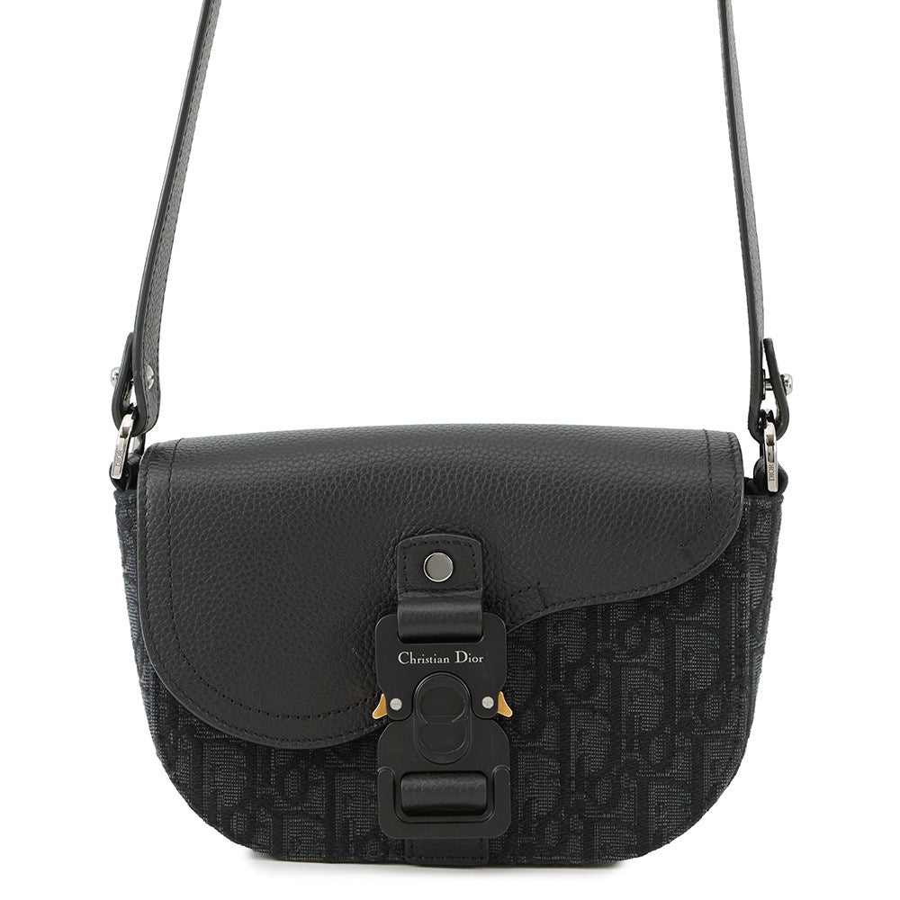 Dior ?Oblique Saddle Shoulder Black2ADCA435YKS Canvas Calf Leather Size Mini