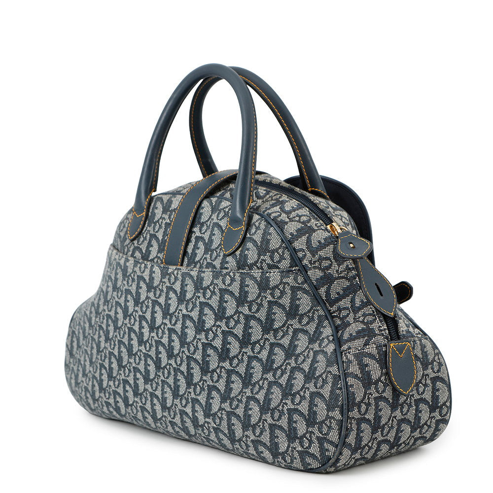 Dior ?Trotter double saddlebag Navy Canvas Leather