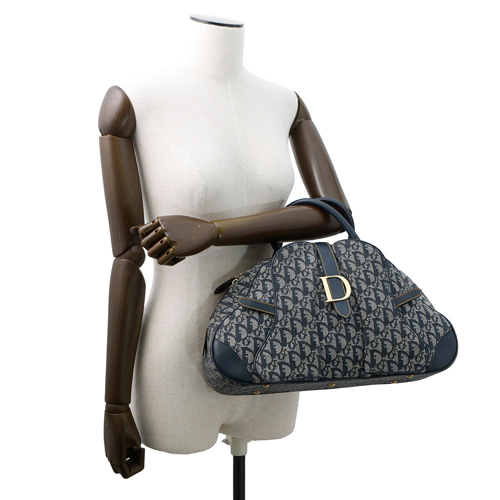 Dior ?Trotter double saddlebag Navy Canvas Leather