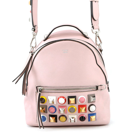 FENDI Bolsa Vitto Dolce Studded Shoulder Bag Pink8BT281 Leather