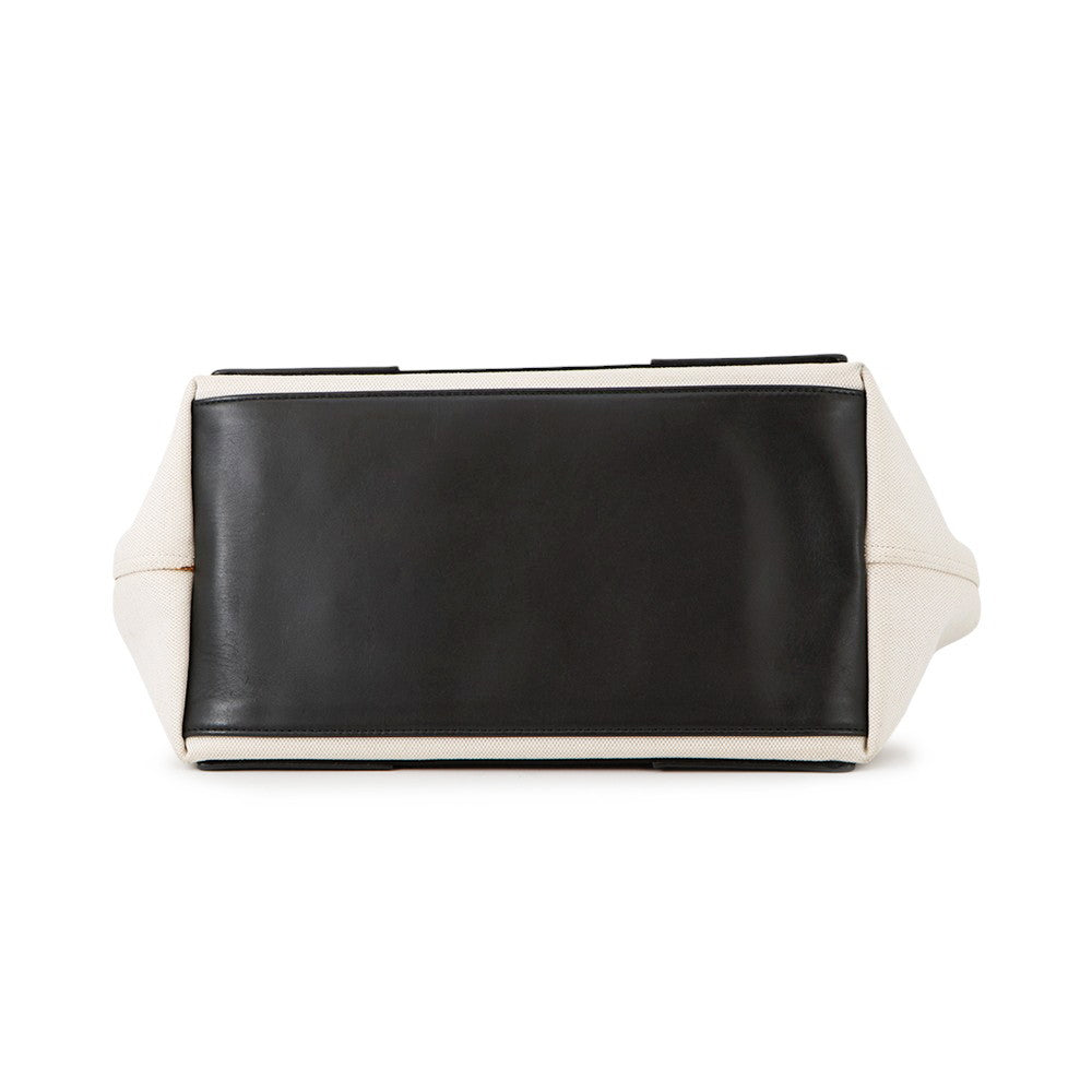 BALENCIAGA Navy Kabas Natural/Black339933 Canvas Leather Size S