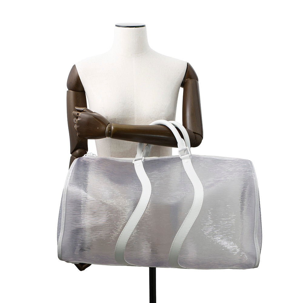 LOUIS VUITTON Epi Leather Plage Keepall Bandouliere White/TransparentM55814 PVC Size 50