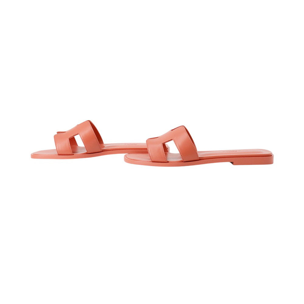 HERMES Sandals Oran PinkH202230Z Calf Leather Size 37