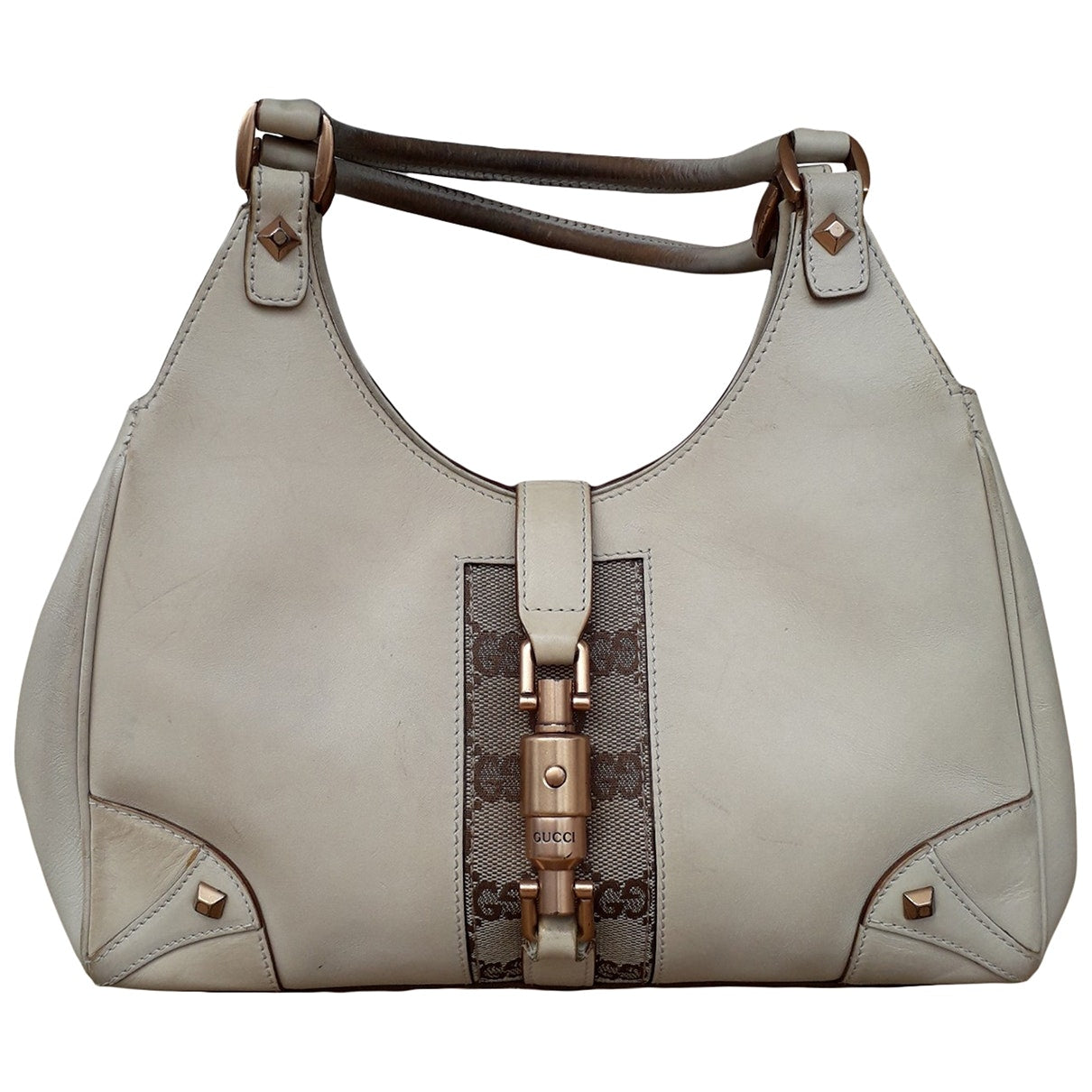 Gucci jackie    beige leather handbag