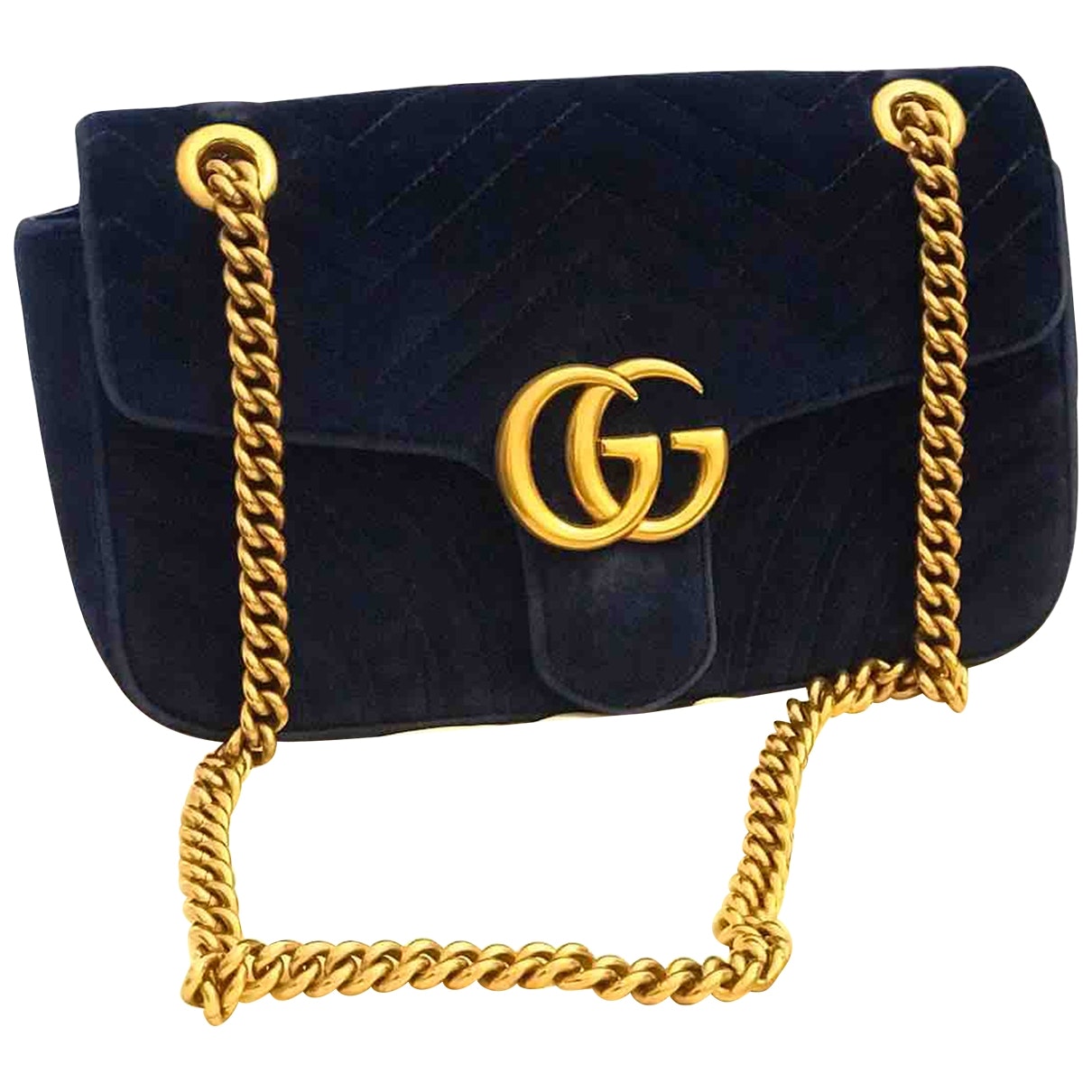 Gucci marmont blue velvet handbag